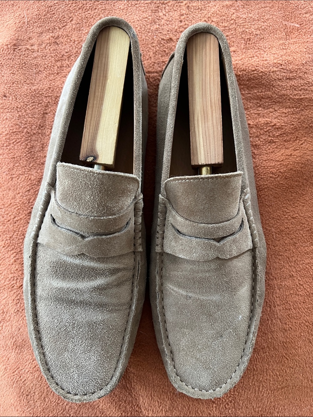 New Republic Men's Suede Penny Loafers in Taupe Size 9.5